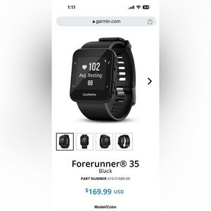Garmin Forerunner 35 Smart Watch and charger